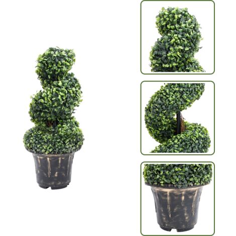 Pianta artificiale a spirale - vidaXL Pianta di Bosso Artificiale a Spirale con Vaso Verde 59 cm -