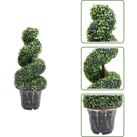 Pianta artificiale a spirale - vidaXL Pianta di Bosso Artificiale a Spirale con Vaso Verde 89 cm - Verde sintetico