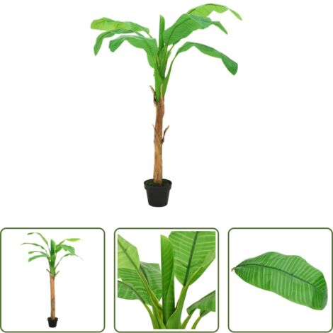 Pianta artificiale -  Albero di Banane Artificiale con Vaso 180 cm Verde