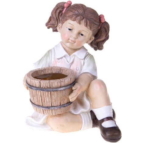 Pianta Artificiale Bambina in Ginocchio con Vaso 28 5 cm