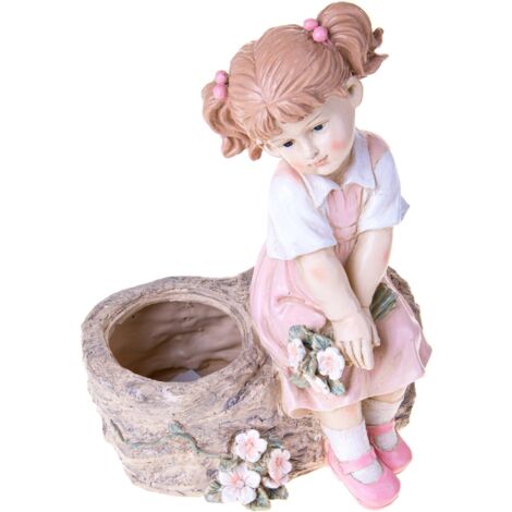 Pianta Artificiale Bambina Seduta con Vaso 33 5 cm