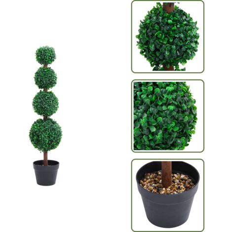 Pianta artificiale bosso - vidaXL Pianta di Bosso Artificiale a Sfera con Vaso Verde 90 cm - Bosso artificiale 90 cm