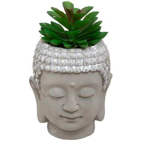 Pianta artificiale buddha in vaso di cemento h12,5cm - Atmosphera créateur d'intérieur