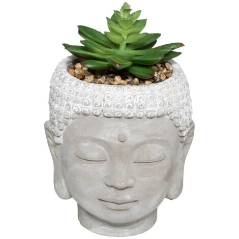 Pianta artificiale buddha in vaso di cemento h13,5cm - Atmosphera créateur d'intérieur