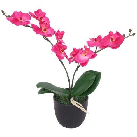 Pianta artificiale con vaso per orchidee 30 cm rossa DEC021902