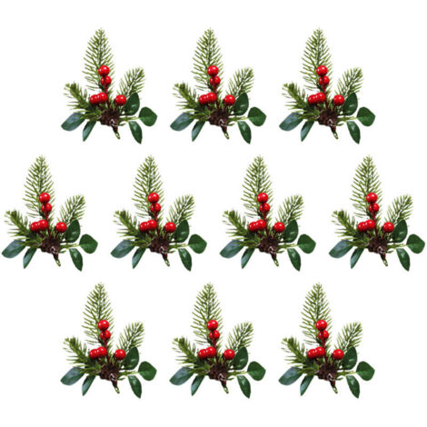 Pianta artificiale di aghi di pino, accessori per decorazioni natalizie, confezione regalo, ornamento per albero di Natale, bacche di pino natalizie