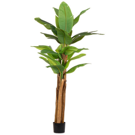 Pianta Artificiale di Banano Ø125x240 cm in Plastica con Vaso Verde
