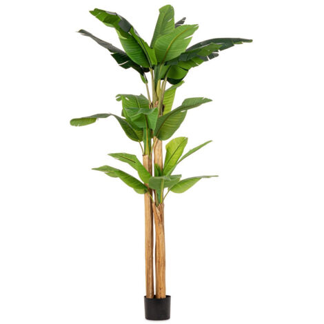 Pianta Artificiale di Banano 170x160x280 cm in Plastica con Vaso Verde