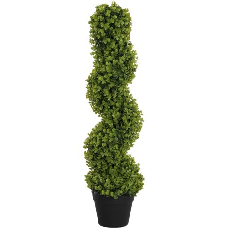 Pianta Artificiale di Eucalipto 90A cm a Spirale con Vaso Incluso per Interno ed Esterno Verde