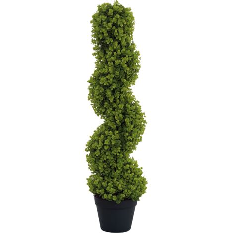 Pianta artificiale di eucalipto a spirale, con vaso incluso, resistente ai raggi UV, decorazione per interni ed esterni, altezza 90 cm, verde.