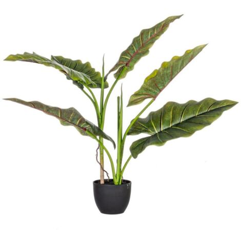 Pianta artificiale "Dieffenbachia" in poliestere con vaso per decorazione ambienti