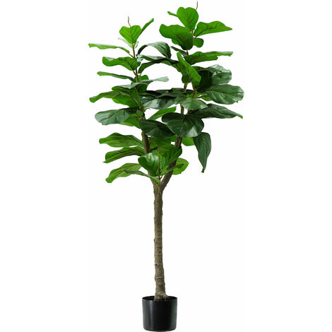 Pianta Artificiale Ficus Lyrata H130 cm con Vaso Verde