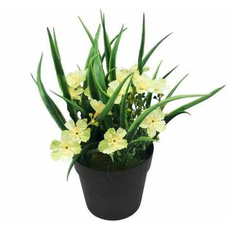 Pianta Artificiale Fiore Artificiale Pianta Verde Artificiale In Vaso Di Fiori Artificiali Clivia Chlorophytum Pianta In Vaso Ornamento Fiore Artificiale Decorativo (Giallo)
