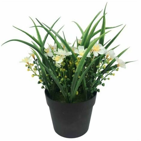 Pianta artificiale fiore artificiale simulazione pianta verde fiore artificiale in vaso clivia chlorophytum pianta in vaso ornamenti decorativi fiori artificiali (bianco)