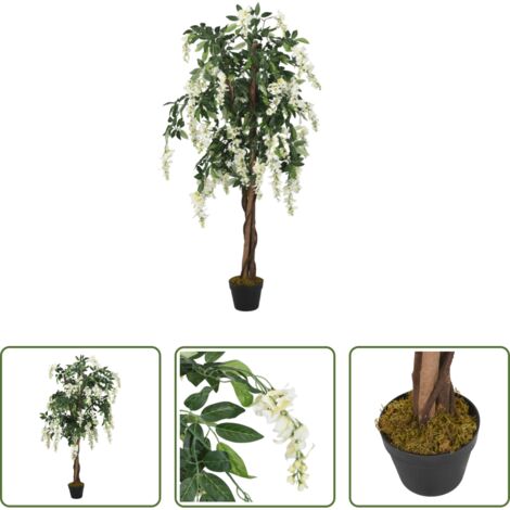 Pianta artificiale -  Glicine Artificiale 560 Foglie 80 cm Verde e Bianco
