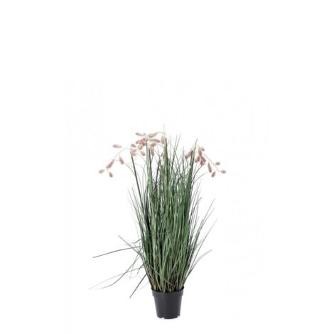 Pianta artificiale "Grevillea" con rosa, vaso in plastica nero, Ø70x100h cm