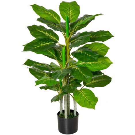 Pianta Artificiale H95 cm 33 Foglie con Vaso Verde