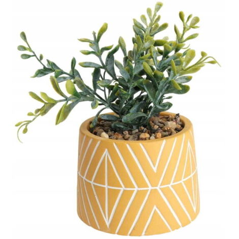 Pianta artificiale in vaso decorativo in cemento 9,5x16 cm