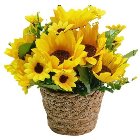 Pianta artificiale in vaso, decorazioni per la casa, decorazioni per ufficio, fiori artificiali in rattan, cesto di fiori in rattan, combinazione di piante artificiali in vaso