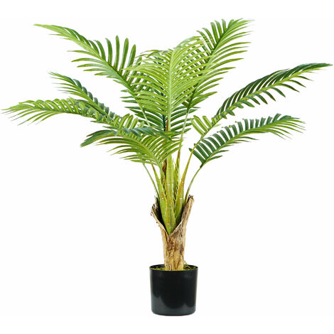 Pianta Artificiale Palma Areca H90 cm con Vaso Verde