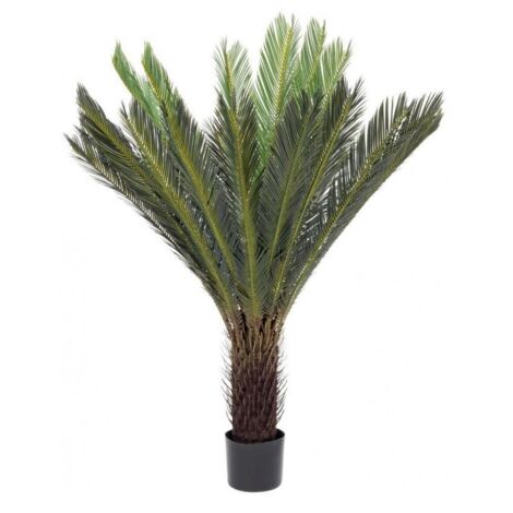 Pianta Artificiale Palma Cycas 28 Foglie H120 con Vaso Verde