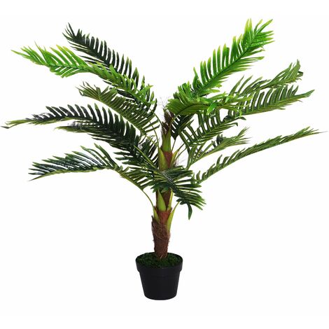 Pianta Artificiale Palma Cycas da Interno e Esterno H123 cm con Vaso Verde