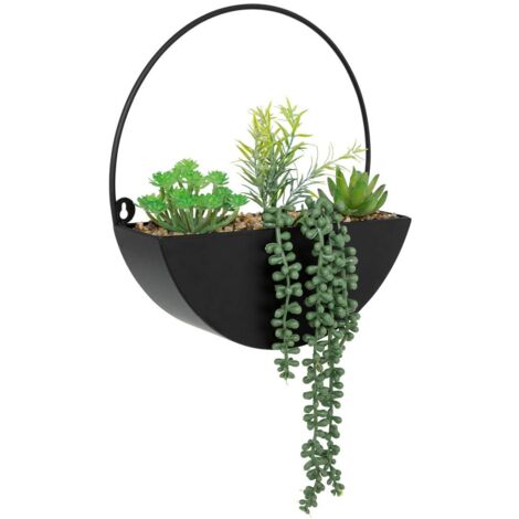 Pianta artificiale pensile imy pot metallo nero h41cm - Atmosphera créateur d'intérieur