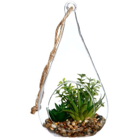 Pianta artificiale sospesa in vaso di cemento H19,5 cm - Modello c - Atmosphera créateur d'intérieur