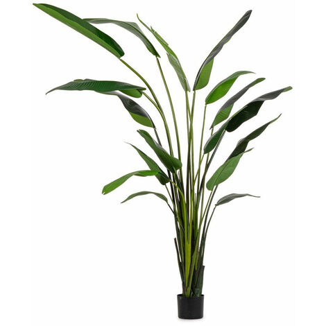 Pianta Artificiale Strelitzia 180x140x310 cm in Plastica con Vaso Verde