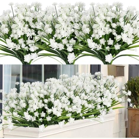 Pianta da fiore artificiale Piante e fiori artificiali da esterno resistenti ai raggi UV - Bianco 8PCS-RAPANDA