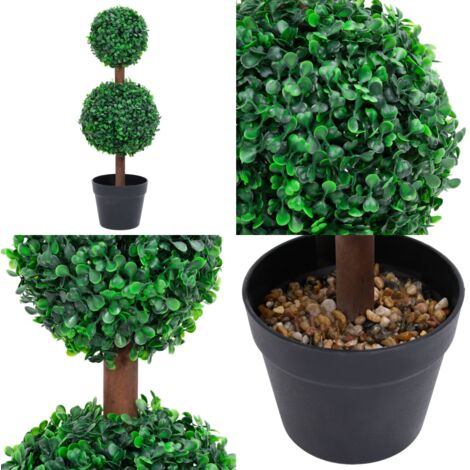 Pianta di Bosso Artificiale a Sfera con Vaso Verde 60 cm - Bosso artificiale - Vaso verde