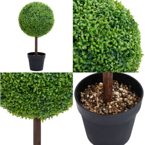 Pianta di Bosso Artificiale a Sfera con Vaso Verde 71 cm - Bosso artificiale - Vaso verde