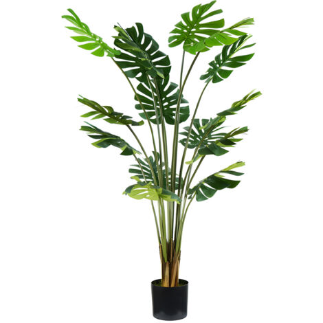 Pianta Monstera In Polietilene Con 16 Foglie E Vaso Con Muschio 170cm