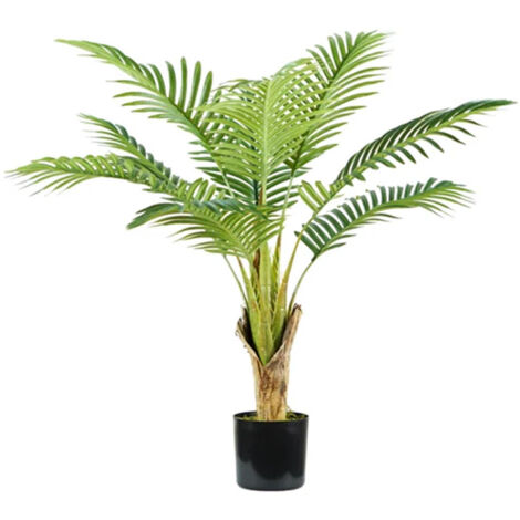 Pianta Palma Areca In Polietilene Con 9 Foglie E Vaso Con Muschio 90cm