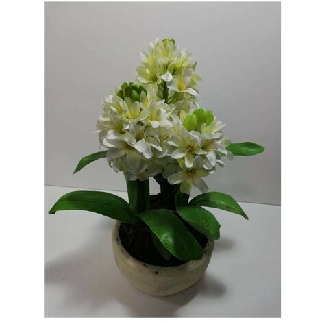 Pianta piantina artificile con vaso fiori ortensia per decorazioni casa bagno H 33 D 15 cm