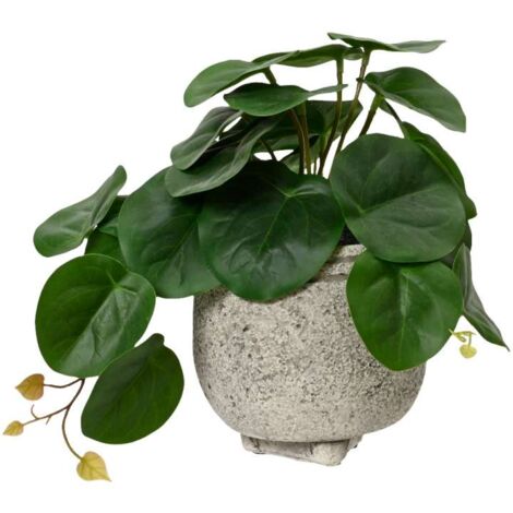 Pianta verde artificiale in vaso di cemento