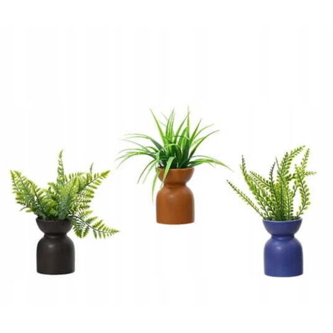 Pianta verde in vaso, artificiale, decorativa, 1 pz., 23x8 cm
