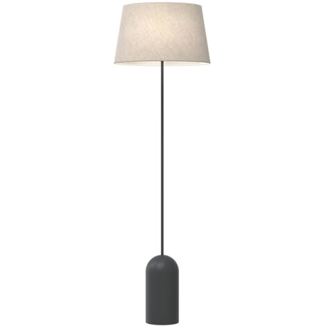 Piantana 1 Luce Pearl Paralume In Tessuto Beige Con Base In Acciaio Nero