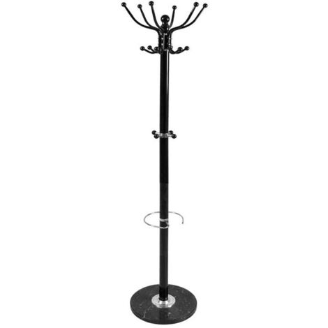 Piantana appendiabiti con portaombrelli metallo nero cm 176