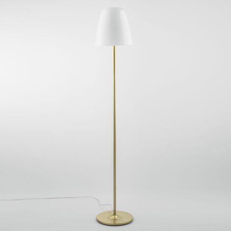 "Piantana ARES con struttura in metallo oro e diffusore vetro bianco 165 cm."