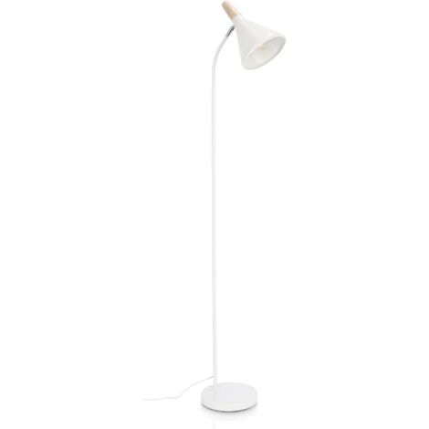 Piantana brill in acciaio verniciato a polvere e legno di pino h 148 cm -bianco