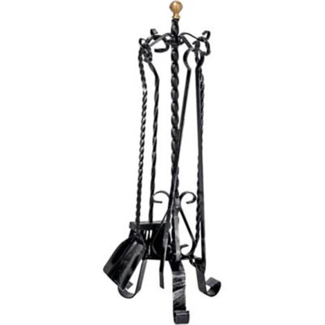 PIANTANA CAMINO KIT TORTIGLIONE - FERRO BATTUTO + POMI OTTONE H.CM 70 CF=PZ 5 - 1 confezione