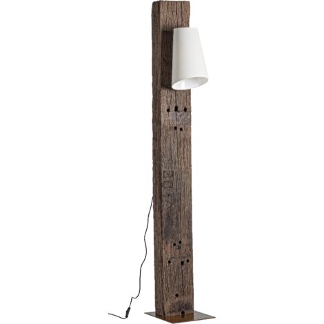 Piantana cocoon ottone-bianco in legno di teak riciclato h 200