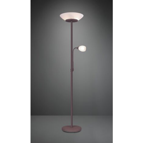Piantana Con Spot da Lettura Gerry Ruggine Vetro Bianco Ø34 cm Trio Lighting