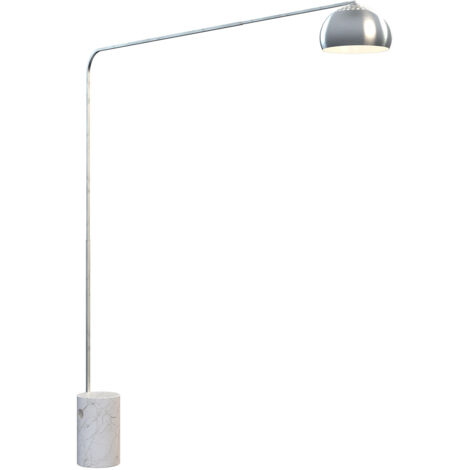 Piantana Contemporanea Corner Marmo Alto Bianco Metallo Cromo 1 Luce E27