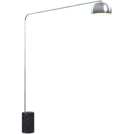 Piantana Contemporanea Corner Marmo Alto Nero Metallo Cromo 1 Luce E27