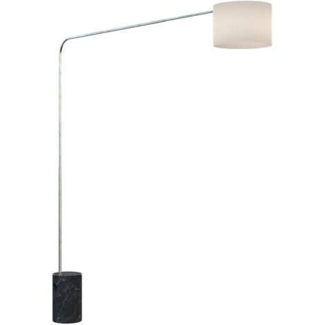 Piantana Contemporanea Corner Marmo Alto Nero Tessuto Bianco 1 Luce E27