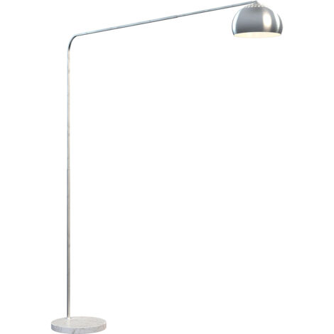 Piantana Contemporanea Corner Marmo Basso Bianco Metallo Cromo 1 Luce E27