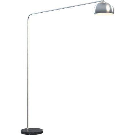 Piantana Contemporanea Corner Marmo Basso Nero Metallo Cromo 1 Luce E27