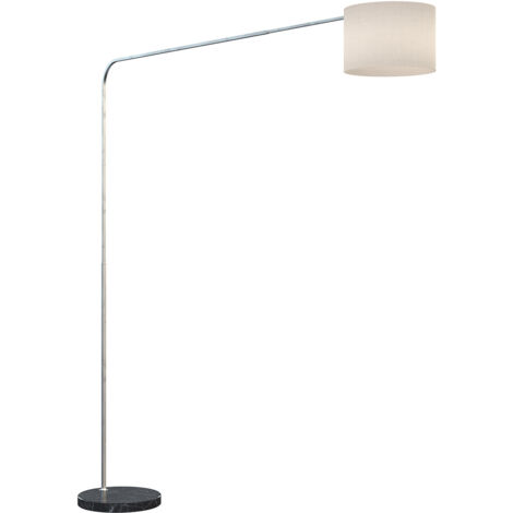 Piantana Contemporanea Corner Marmo Basso Nero Tessuto Bianco 1 Luce E27